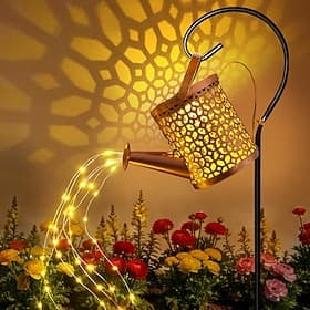 Solar Watering Can with Cascading Lights Outdoor Garden Decor, Birthday Gifts for Mom Grandma Women, IP65 Waterproof 2 Lighting Modes Hanging Lanterns for Yard