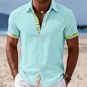Hombre Árbol de coco Plantas tropicales Camisa camisa hawaiana Camisas tropicales Manga Corta Hawaiano Casual Festivos Ropa de playa Verano Primavera Cuello Vu