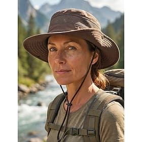 Women's Wide Brim Sun Hat, Breathable Mesh Hiking Hat, Foldable Packable Polyester Bucket Hat, UV Protection Outdoor Travel Cap, Fishing Camping Beach Vacation