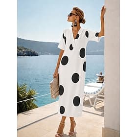 Per donna Abito maxi Abito Camicia Vestito Estivo Abito Vintage Abito Formale Elegante Vacanza Vintage Manica al gomito Casa Lavoro Spiaggia Vestibilità regola