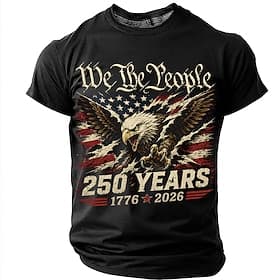 4 juli 2026 250e Voor heren Amerikaanse vlag 1776 T-shirt Korte mouw T-shirt 3D-afdrukken Strakke ronde hals Overhemd Vaderlandslievend Dagelijks Festival blau thumbnail 3