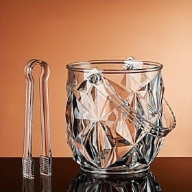 2 Pcs Ice Bucket Set With Handle, Transparent Plastic Ice Bucket With Tongs, Beverage Bucket, Champagne Bucket Suitable For Parties And Drinks, Plastic Ice Buc
