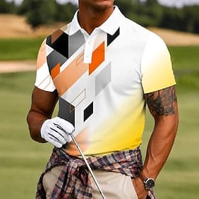 Hombre Abstracto Geométrico Camisetas polo deportivas Manga Corta Camisas de polo Diseño Casual Negocio Ropa Deportiva Impresión 3D Botones Malla Transpirable