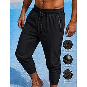 Men's Joggers Trousers Casual Shorts Quick-dry Pants Cooling Pants Drawstring Pocket Elastic Waist Plain Lightweight Breathable Full Length Casual Daily Outdoo