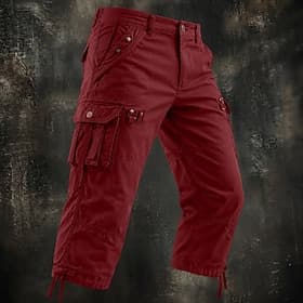 Herren Cargohose Cargohosen Cargo-Shorts Shorts Freizeitshorts Kleine Caprihose Tasche Elastischer Bund Einfach Einheitliche Farbe Wadenlang Lässig Outdoor Str