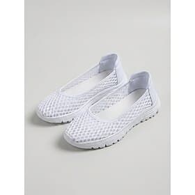 Women's White Breathable Mesh Slip-On Walking Shoes - Lightweight Comfort Casual Flat Sneakers for All-Day Wear, Daily, Travel  Outdoor Activities