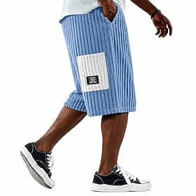 Men's Shorts Casual Shorts Corduroy Shorts Patchwork Color Block Plain Comfort Breathable Above Knee Casual Outdoor Beach Vacation Fashion Pink Navy Blue Micro