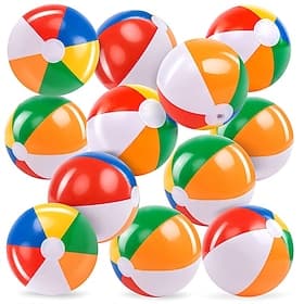 12/24 Pack Inflatable Beach Balls, 12 Inch Rainbow Colored Bulk Pool Toys for Kids and Adults, Summer Water Games for Swimming Pool Beach Party Favors, Durable