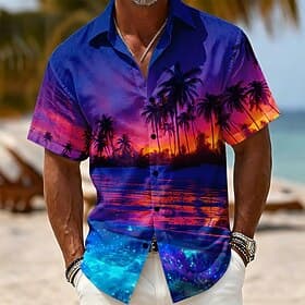 Homme Cocotier Plantes Tropicales Chemise Chemise hawaïenne Chemises tropicales Manche Courte Hawaïen Occasionnel Fête Tenue de plage Été Printemps Col Rabattu thumbnail 10
