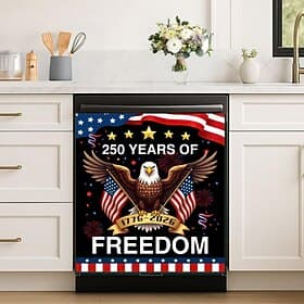 Dishwasher Magnet Cover USA 250th Anniversary Magnetic Dishwasher Door Cover 4th of July Appliance Decal Waterproof Patriotic Kitchen Decor for Dishwasher Wash