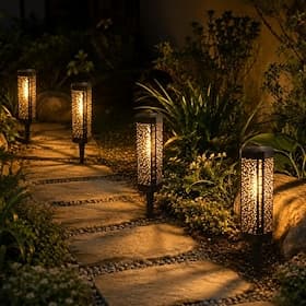 Lot de 4 lampes solaires d'extérieur étanches, éclairage de sol creux, éclairage de jardin, de cour, de pelouse, de paysage, de décoration de festival, de mari