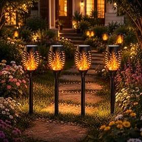 2/4pcs Solar Lights Outdoor Solar Torch Lights with Flickering Flame 12 LEDs for Halloween Decorations Waterpoof Landscape Auto On/Off Garden Patio  Home  Deco