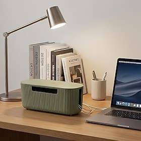 Cable Management Box Set, Wire Organizer Box with Cable Clips and Sleeves, ABS Material Cord Hider for Power Strip, Desk Cable Management Tool for Home and Off