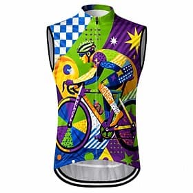 Homme Gilet de cyclisme Maillot de cyclisme Géométrique Sans manches Cyclisme Gilet / Veste Maillot Top avec 3 poches arrière Séchage Rapide Poche Arrière Évac