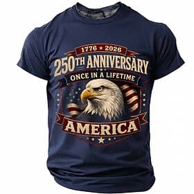 4 juli 2026 250e Voor heren Amerikaanse vlag 1776 T-shirt Korte mouw T-shirt 3D-afdrukken Strakke ronde hals Overhemd Vaderlandslievend Dagelijks Festival blau thumbnail 2