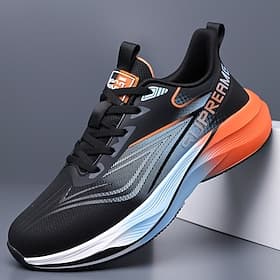 Men's Black Orange Running Sneakers - Breathable Lightweight Athletic Shoes - Cushioned Sport Trainers for Men, Running, Gym Workouts, Walking and Outdoor Fitn
