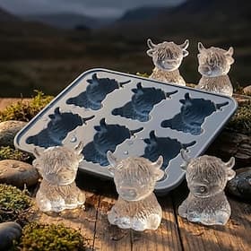 2pcs Mini Highland Cow Mold Cute 3D Ice Blocks, Suitable for Beverages, Parties, and Gifts - Mini Highland Cow Mold