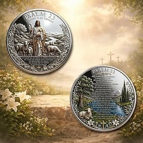 Biblical Faith Commemorative Coin, Psalm 23 Christian Challenge Coin with Shepherd Design, Inspirational Religious Pocket Token Gift for Prayer, Baptism, Churc
