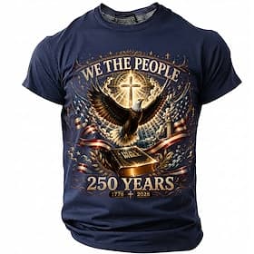 4 juli 2026 250e Voor heren Amerikaanse vlag 1776 T-shirt Korte mouw T-shirt 3D-afdrukken Strakke ronde hals Overhemd Vaderlandslievend Dagelijks Festival blau thumbnail 9