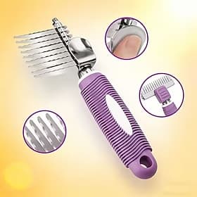 Pet Dematting Fur Rake Comb Brush Tool Dog and Cat Comb with Long Safety Blades for Detangling Matted or Knotted Undercoat Hair