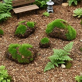 6PCS Multi-Shaped Flocked Moss Blocks Artificial Moss Stones for Miniature Garden Fairy Terrarium DIY Crafts, Realistic Green Fake Plant Home Desk Decoration S