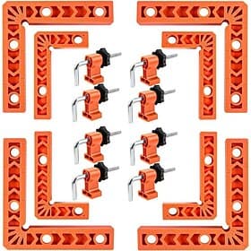 90 Degree Corner Clamp Positioning Square Set - (3 4)inch x 8 Right Angle Clamp with 8 Clamp ABS Plastic L-Shaped Tool for Woodworking, Panel Assembly, DIY Pr