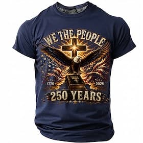 4 juli 2026 250e Voor heren Amerikaanse vlag 1776 T-shirt Korte mouw T-shirt 3D-afdrukken Strakke ronde hals Overhemd Vaderlandslievend Dagelijks Festival blau thumbnail 5