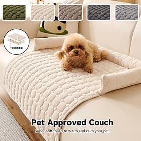 Dog Couch Cover Pet Sofa Protector Quilted Non Slip Pet Couch Bed Cover Washable Sofa Mat with Raised Bolster for Dogs Cats Bed Chair Living Room