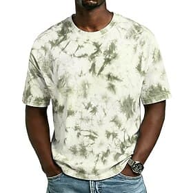 Heren tie-dye t-shirt van 100% katoen, korte mouwen, ronde hals, vakantie, dagelijks gebruik, sportschool, straatstijl, blauw, geel, roze, lente zomerkleding m