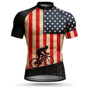 250º Aniversário da América Homens Anti Atrito Camisa para Ciclismo American US Flag Manga Curta Moto Camisa / Roupas Para Esporte Blusas com 3 bolsos traseiro thumbnail 3