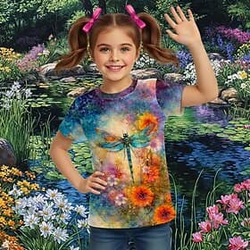 Mädchen 3D Grafik Tiermotiv T-Shirt Kurzarm 3D-Druck Sommer Frühling Sport Mode Streetwear Kinder 5-12 Jahre Rundhalsausschnitt Lässig Täglich Outdoor Normale