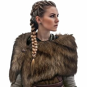 Retro Vintage Medieval Renaissance Cape Shawls Faux Fur Costume Warrior Viking Fancy Dress Women's Viking Halloween Carnival Performance Party LARP Adults Shaw