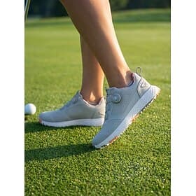 Women's Gray Comfort Golf Shoes with Dial Closure, Waterproof Spikeless Sneakers for Beginners and Practice