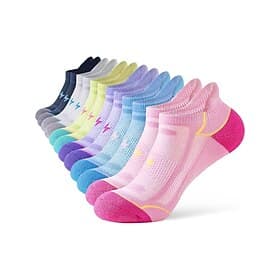Women's Ankle Socks 6 Pairs, Cushioned Cotton Low Cut Athletic Running Socks, Breathable Sports Socks for Daily, Gym, Walking, Fitness