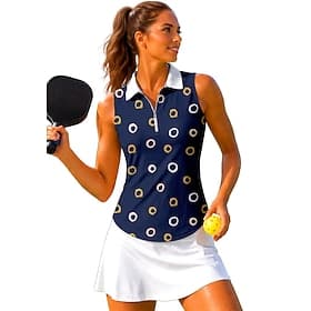 Femmes Cercle Hauts T-shirt de sport T-shirt POLO Chemise de tennis Sans manches Fermeture éclair Floral UPF50 Résistant aux UV Haute élasticité Évacuation de