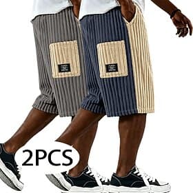 Hombre Pantalón corto Pantalones cortos casuales Pantalones cortos de pana Bolsillo Cintura elástica Bloque de Color Plano Un Color Comodidad Transpirable Long thumbnail 2