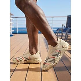 Men's Beige Cutout Casual Sandals for Island Cruise - Breathable Lightweight Comfort Shoes - Relaxed Resort Footwear for Vacation Walking, Cruise Deck Wear an