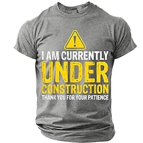 „Ich befinde mich derzeit im Umbau" – Lustiges, sarkastisches und humorvolles Herren-T-Shirt im Used-Look mit Rundhalsausschnitt und kurzen Ärmeln – Geschenkid