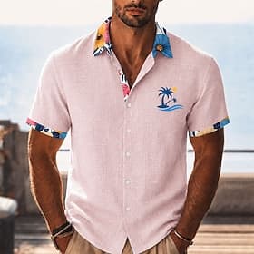Homme Cocotier Plantes Tropicales Chemise Chemise hawaïenne Chemises tropicales Manche Courte Hawaïen Occasionnel Fête Tenue de plage Été Printemps Col Rabattu thumbnail 9