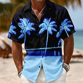 Homme Cocotier Plantes Tropicales Chemise Chemise hawaïenne Chemises tropicales Manche Courte Hawaïen Occasionnel Fête Tenue de plage Été Printemps Col Rabattu thumbnail 7