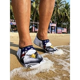 Men's Bald Eagle USA Flag Water Shoes – Lightweight Quick-Dry Beach Aqua Shoes for Independence Day, Beach, Poolside  Water Sports