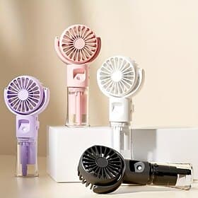 Handheld Spray Fan Desktop Humidifying Fan Outdoor Portable Handheld Fan Small Spray Fan with 4-Speed Adjustment