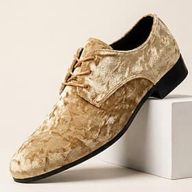 Men's Velvet Formal Shoes, Classic Lace-Up Dress Oxfords, Soft Elegant Party Shoes for Wedding, Banquet, Business Events