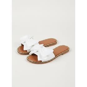 Pink Slide Sandals for Women with Large Bow Detail – Comfortable Flat Summer Shoes – Perfect for Beach, Poolside, and Casual Outings