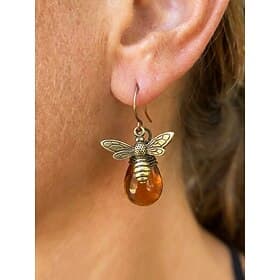 Boucles d'oreilles pendantes abeille bohème pour femme - alliage doré vintage Boucles d'oreilles pendantes en cristal de verre jaune en forme d'abeille, parfai