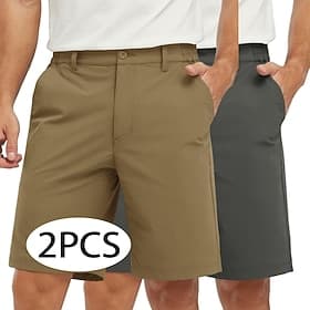 Herre Shorts Dress Shorts Arbeidshorts Shorts til golfbruk Lomme Elastisk midje عادي Komfort Pustende Over Knæet Avslappet utendørs Strand Ferie Mote Svart  ly