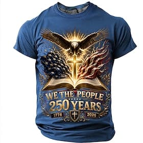 4 juli 2026 250e Voor heren Amerikaanse vlag 1776 T-shirt Korte mouw T-shirt 3D-afdrukken Strakke ronde hals Overhemd Vaderlandslievend Dagelijks Festival blau thumbnail 8
