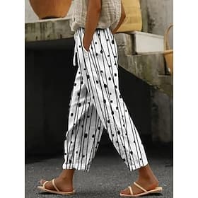 Femmes Chinos Pantalon décontracté Vacances ancien Style Ethnique Longueur complète Taille haute Graphique Lignes / Vagues Broderie Avec Poches Impression Conf thumbnail 2