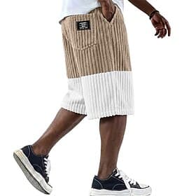 Hombre Pantalón corto Pantalones cortos casuales Pantalones cortos de pana Bolsillo Cintura elástica Bloque de Color Plano Un Color Comodidad Transpirable Long