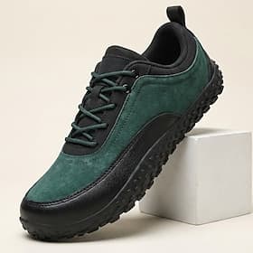 Men's Green Hiking Sneakers, Lace-Up Outdoor Trail Shoes, Chunky Non-Slip Sole Walking Shoes for Travel, Camping, Daily Wear